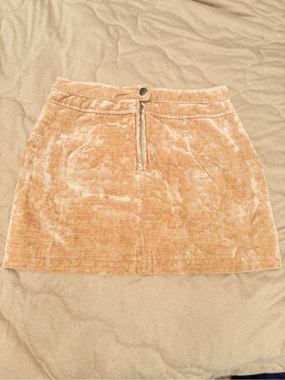✨ Free People Dust to Dust Velvet Mini Skirt Y2K 70s Champagne Utility Moto Boho - Picture 11 of 16